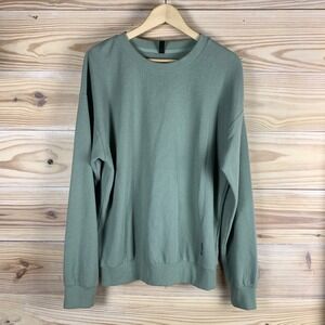 Comfrt Sweatshirt Mens Medium Green‎ Waffle Knit Crewneck Thermal Pullover